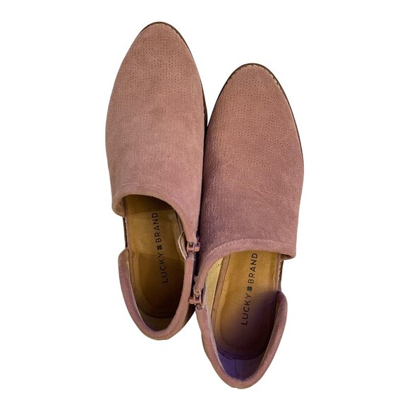 Lucky Brand Felixah Ankle Booties Blush Pink Size Women 9.5 M Suede Boots Rose - Picture 4 of 10